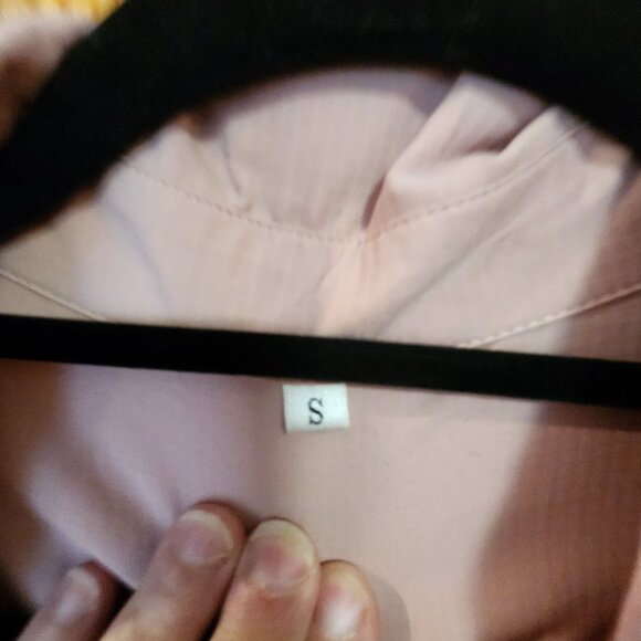 Light Pink Button-Up Collared Long Sleeve Shirt With Pocket & Roll-Tab Sleeves - Picture 4 of 4